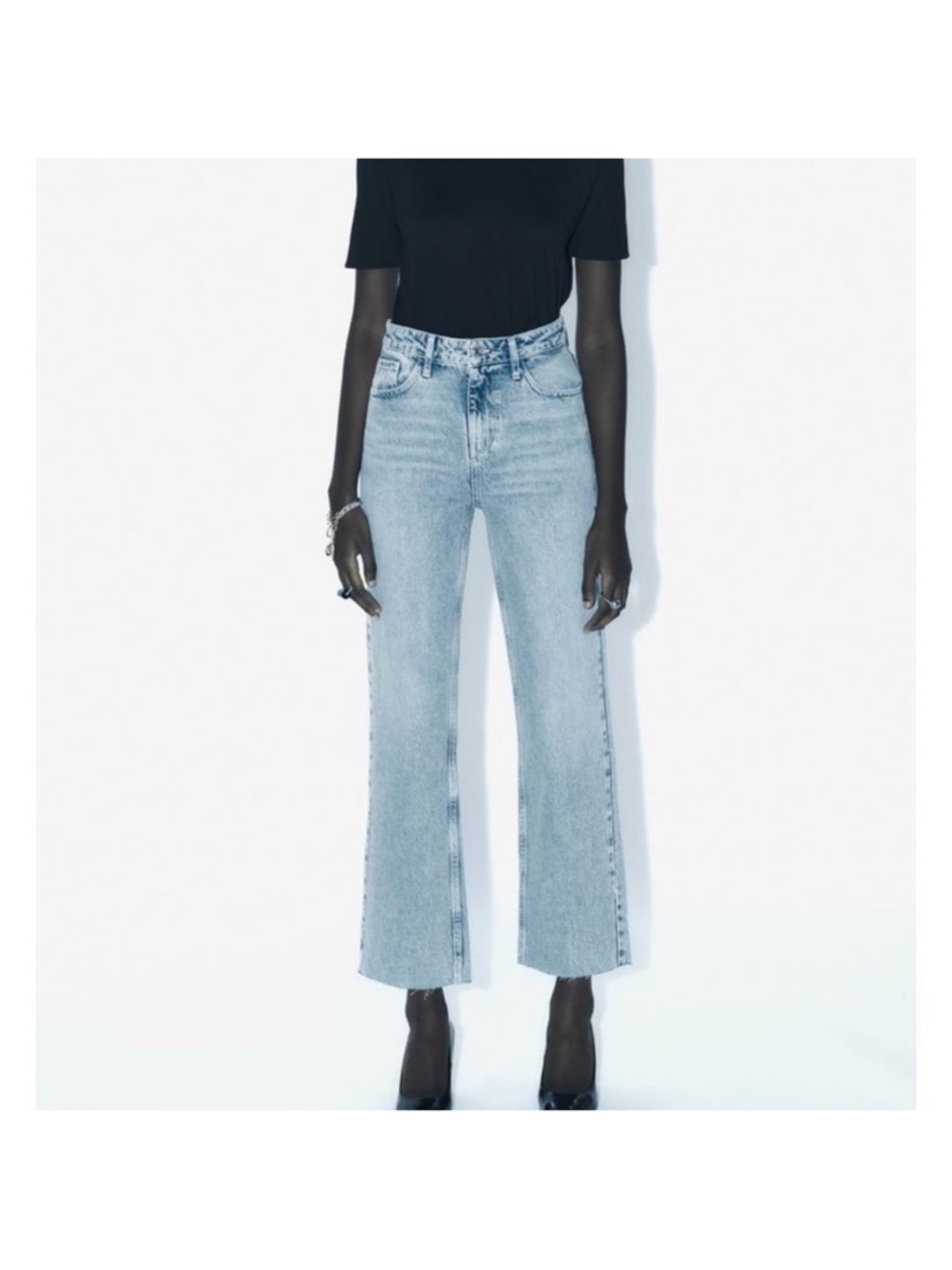 Zara Light Blue High-Rise Wide-Leg Jeans